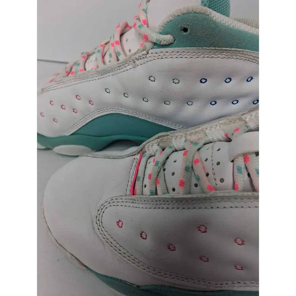 Air Jordan 13 GS Aurora Green Pink White Youth Basketball Shoes 439358-100 5Y